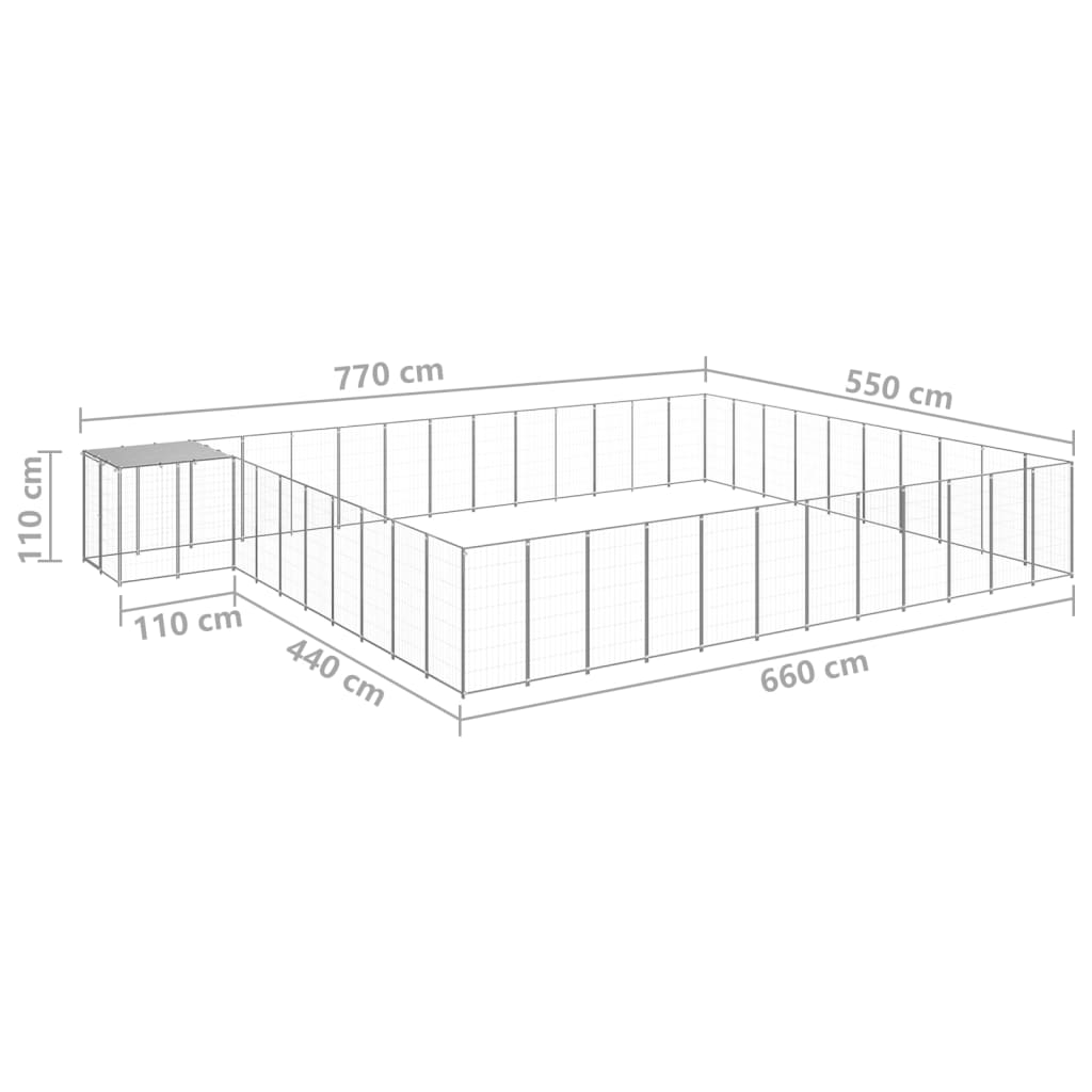 Dog Kennel Silver 37.51 m² Steel
