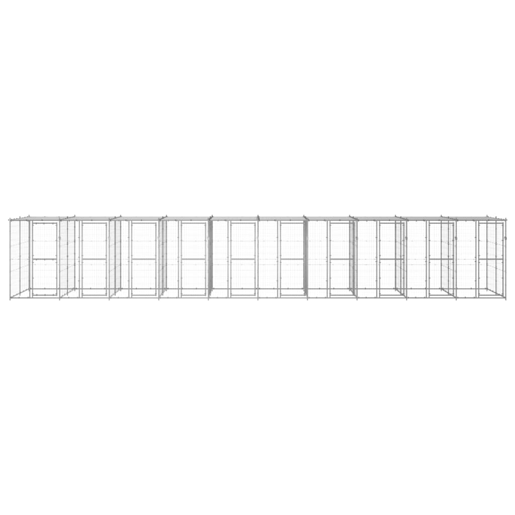Outdoor Dog Kennel Galvanised Steel with Roof 24.2 m²