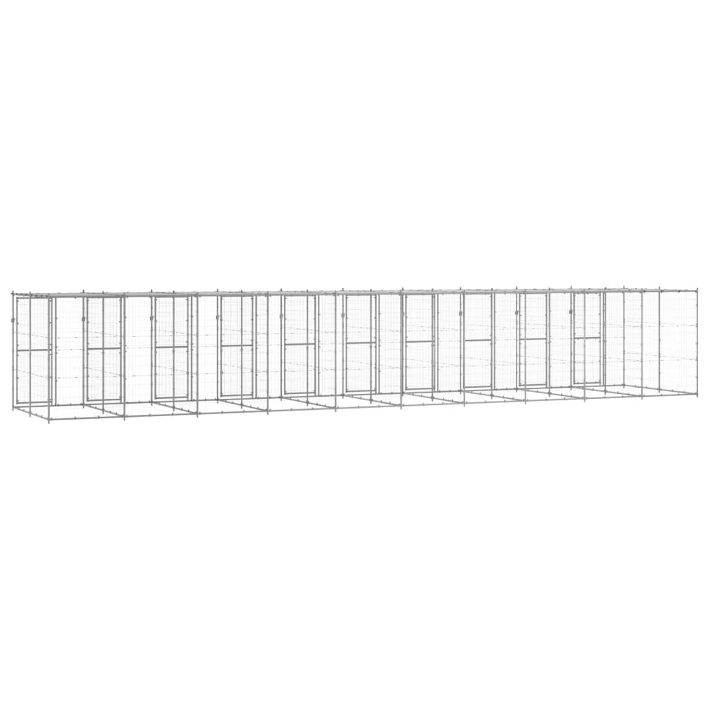 Outdoor Dog Kennel Galvanised Steel with Roof 24.2 m²