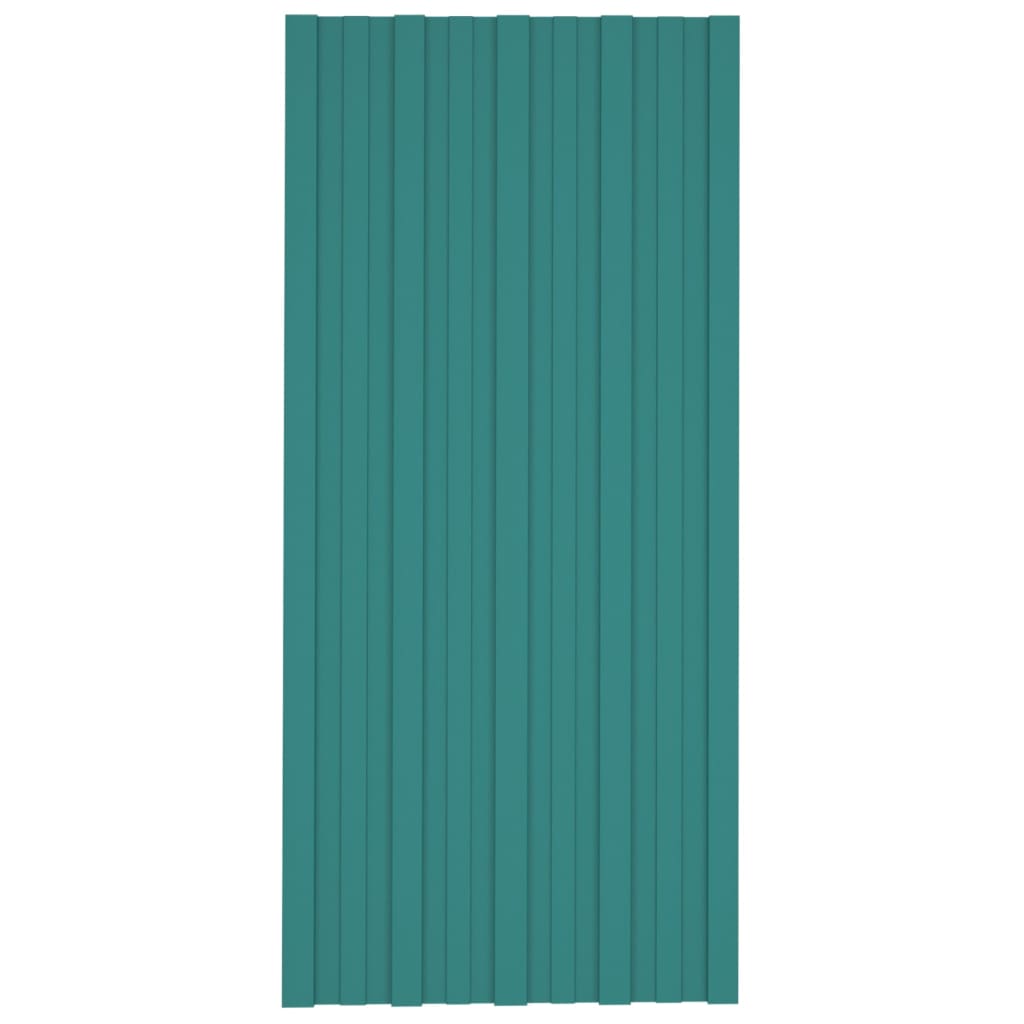 Roof Panels 12 pcs Galvanised Steel Green 100x45 cm