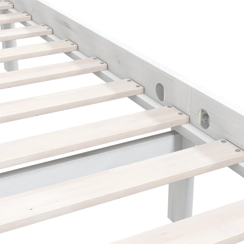 Bed Frame without Mattress White Solid Wood Small Single