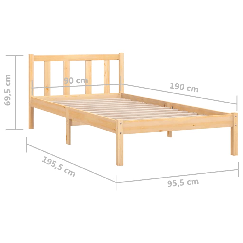 Bed Frame without Mattress Solid Wood Single