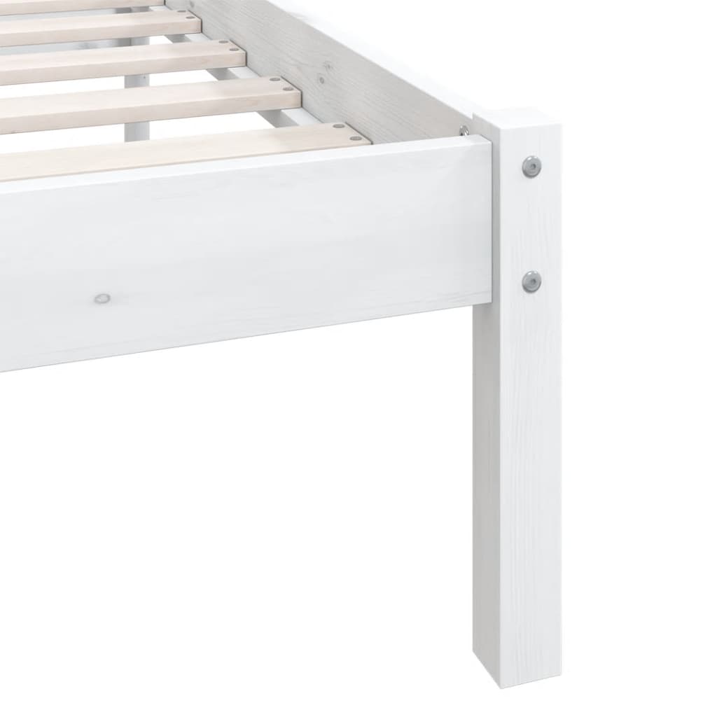 810068 vidaXL Bed Frame without Mattress White Solid Wood 90x200 cm