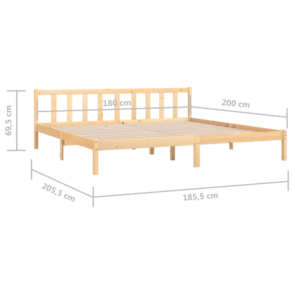 Bed Frame without Mattress Solid Wood Super King Size