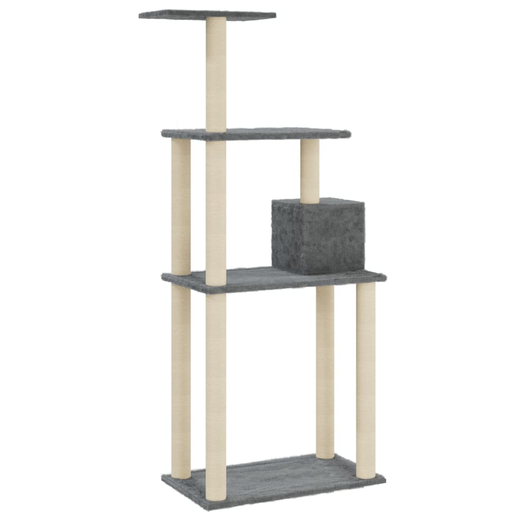 Cat Tree with Sisal Scratching Posts Dark Grey 147 cm