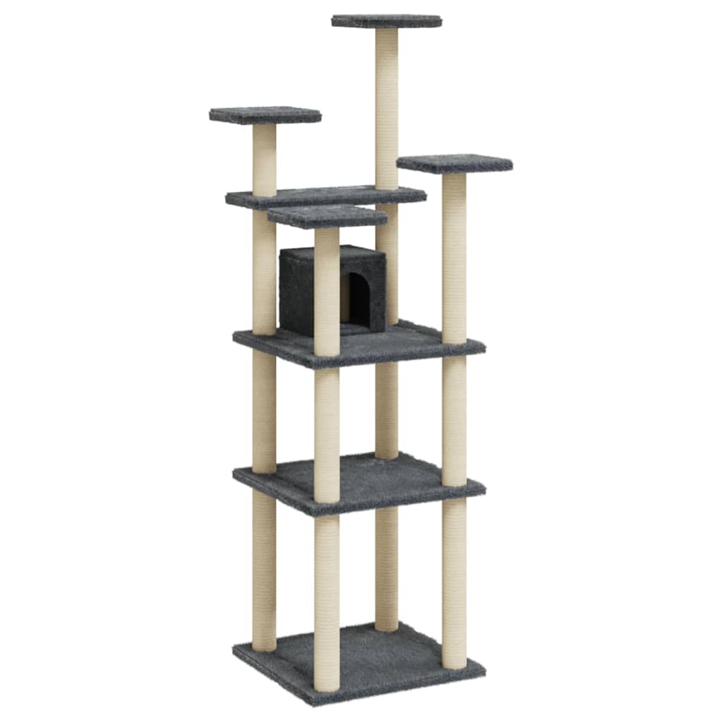 Cat Tree with Sisal Scratching Posts Dark Grey 171 cm