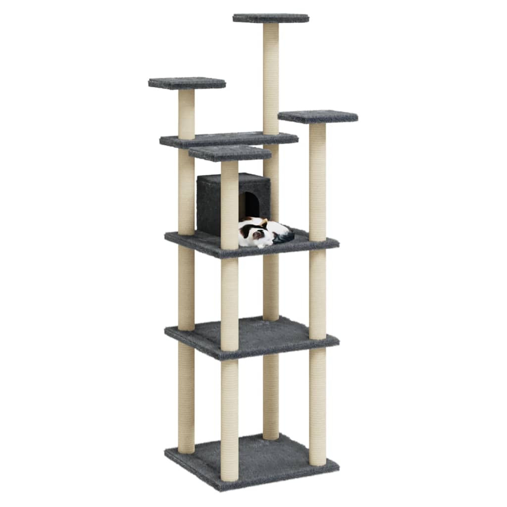 Cat Tree with Sisal Scratching Posts Dark Grey 171 cm