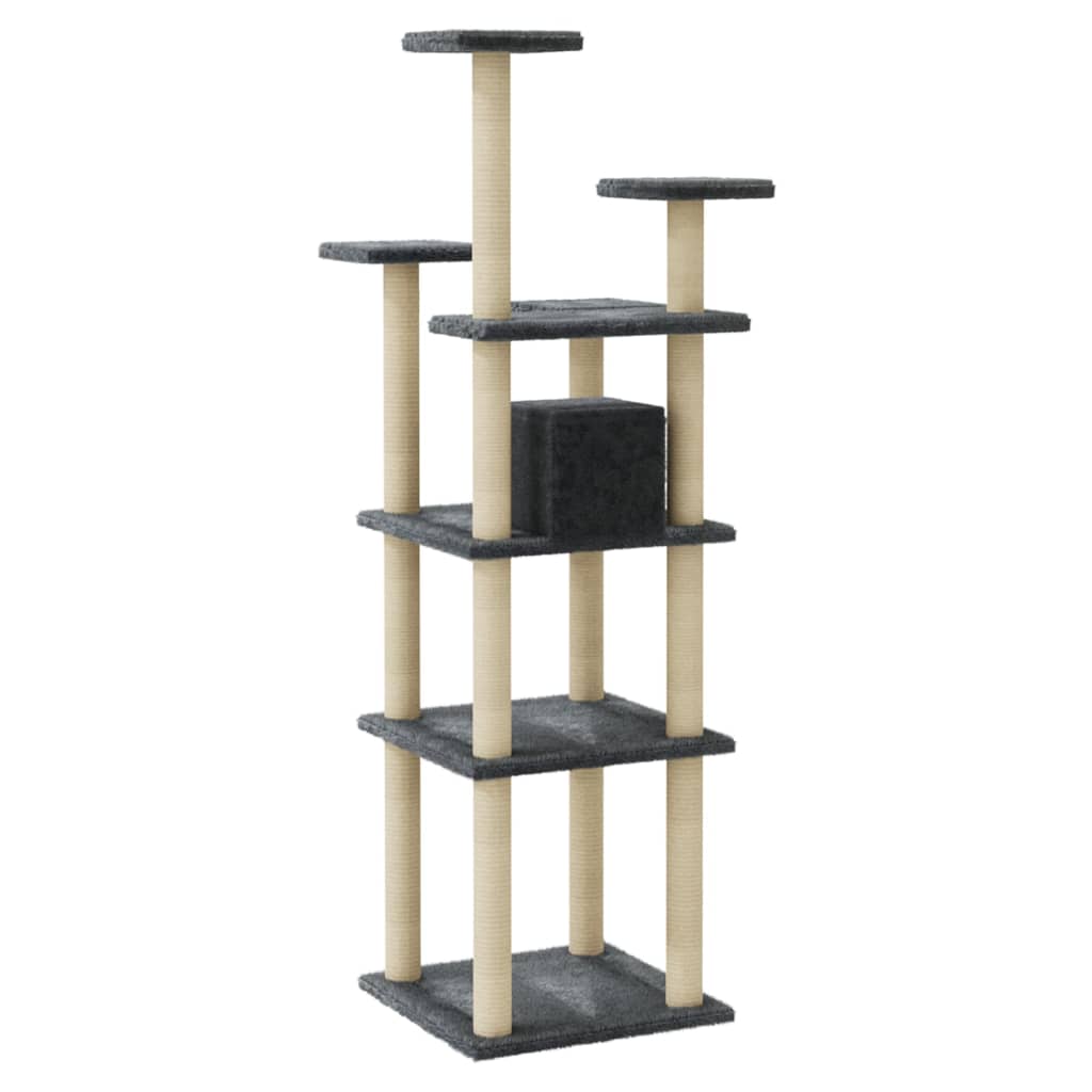 Cat Tree with Sisal Scratching Posts Dark Grey 171 cm
