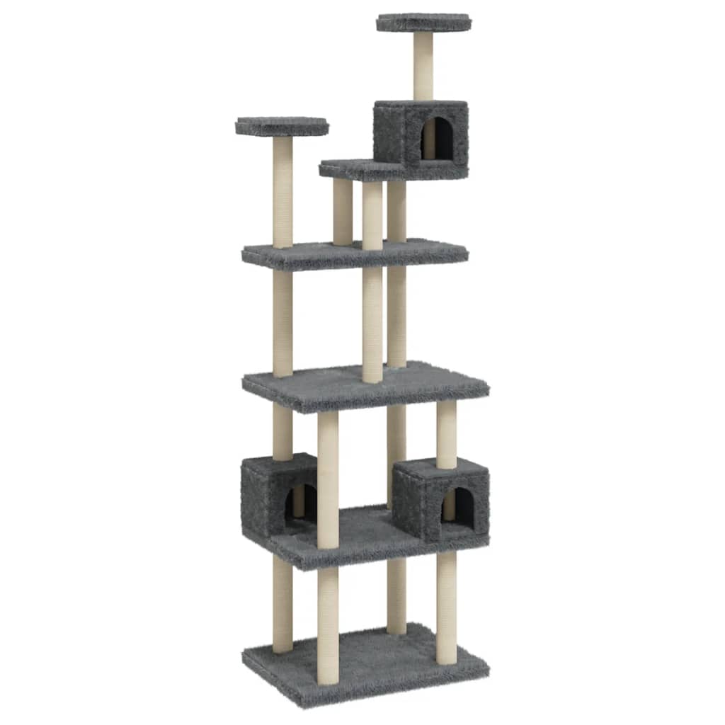 Cat Tree with Sisal Scratching Posts Dark Grey 188 cm