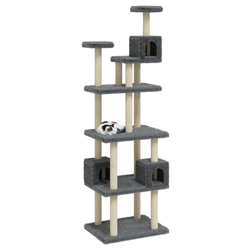 Cat Tree with Sisal Scratching Posts Dark Grey 188 cm