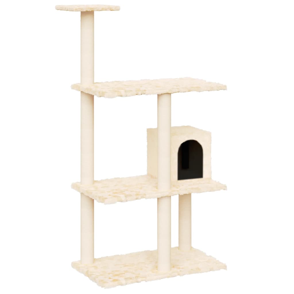 Cat Tree with Sisal Scratching Posts Cream 119 cm