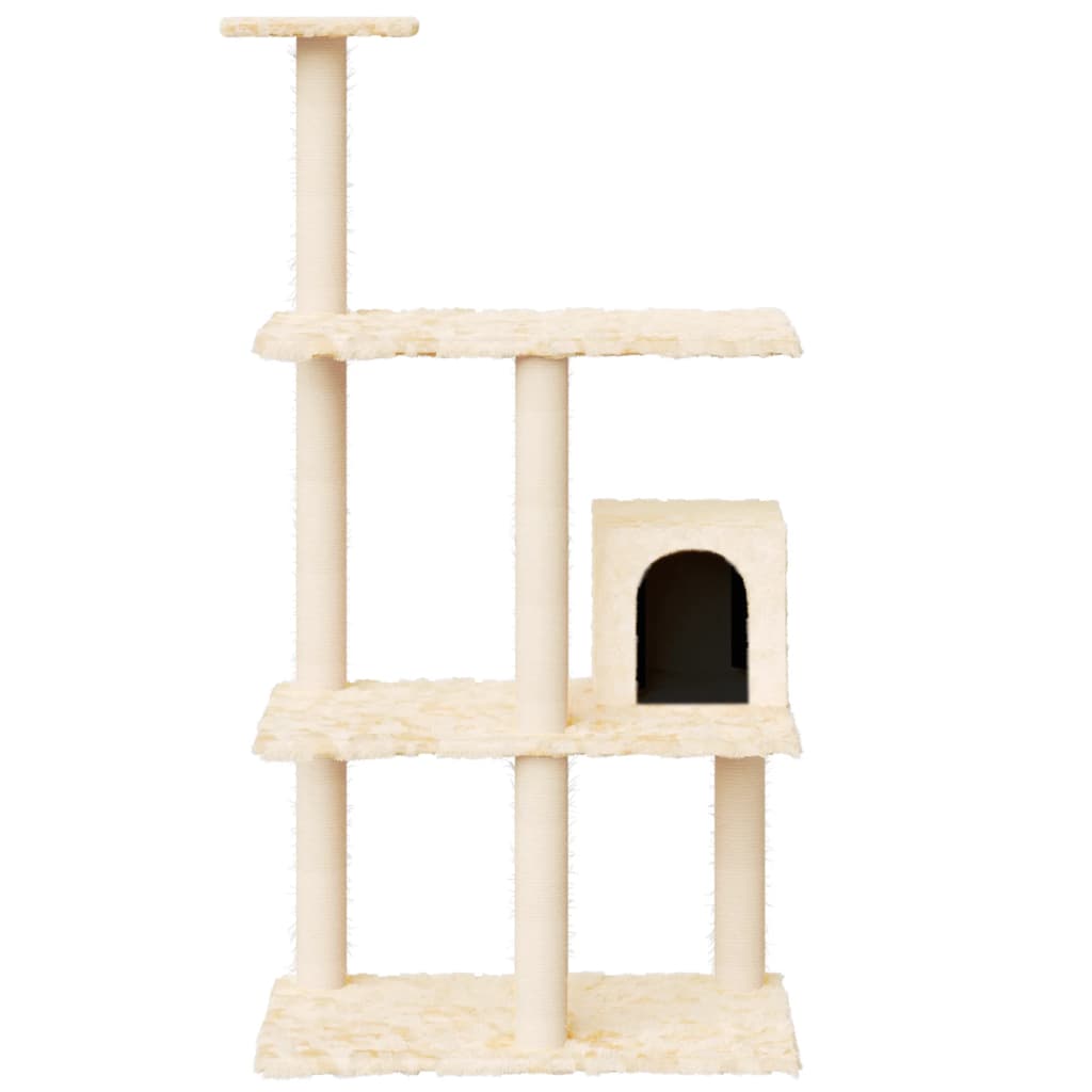 Cat Tree with Sisal Scratching Posts Cream 119 cm