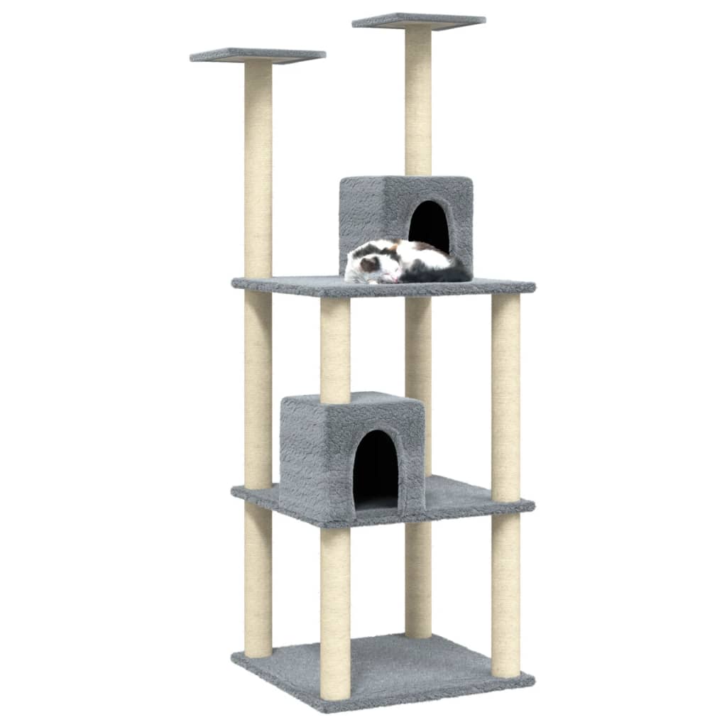 Cat Tree with Sisal Scratching Posts Light Grey 141 cm