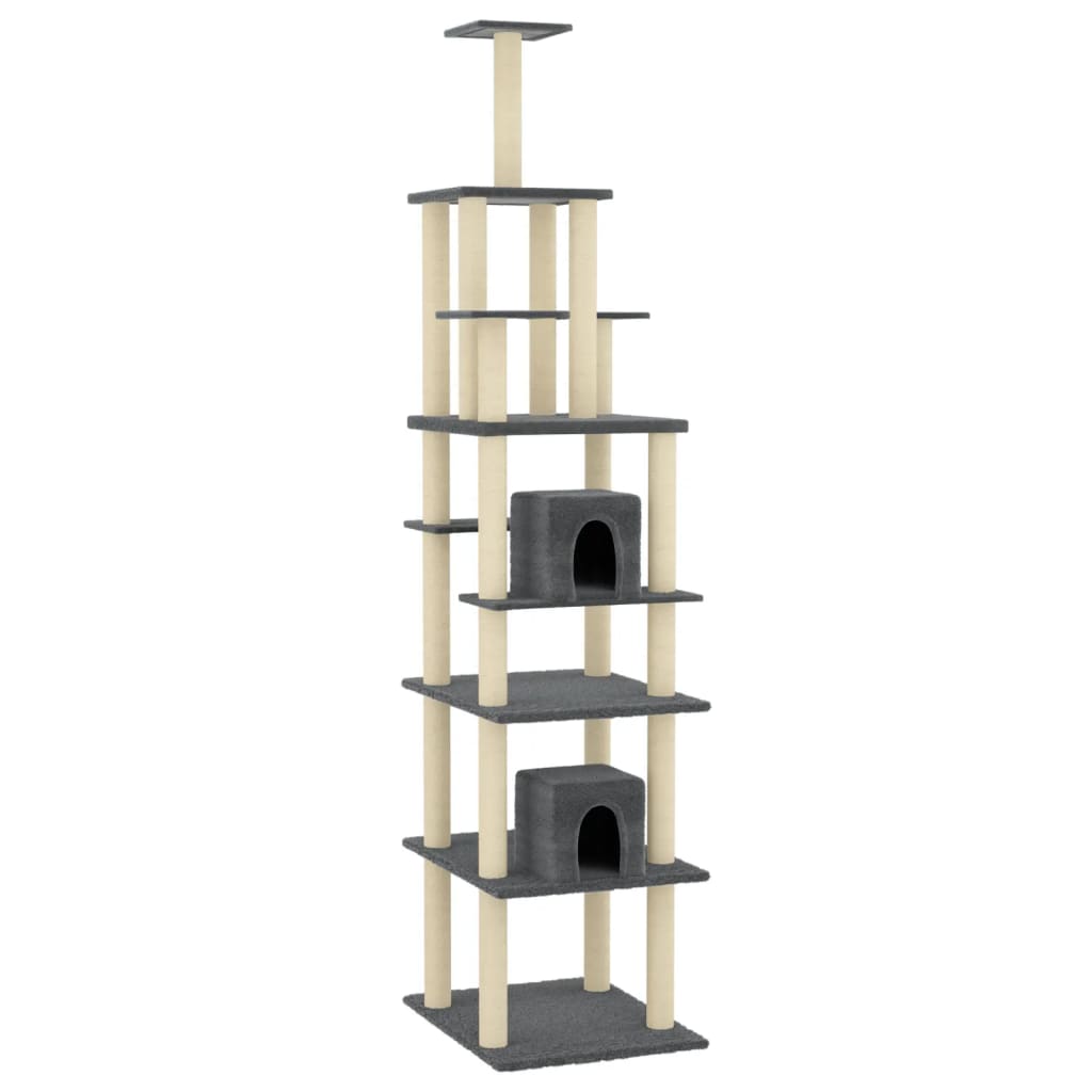 Cat Tree with Sisal Scratching Posts Dark Grey 216 cm