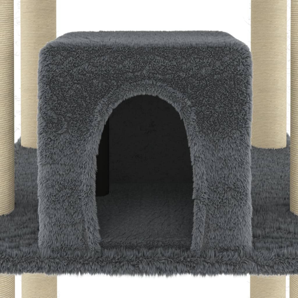 Cat Tree with Sisal Scratching Posts Dark Grey 216 cm