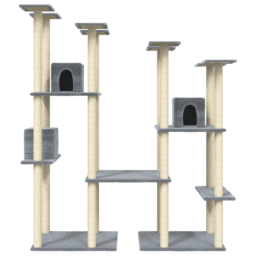 Cat Tree with Sisal Scratching Posts Light Grey 174 cm