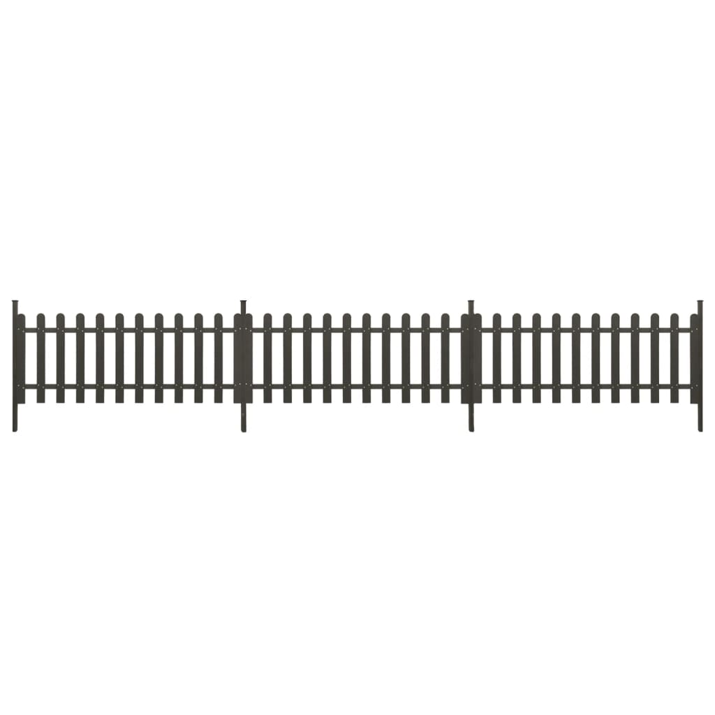 Picket Fence with Posts 3 pcs WPC 614x80 cm