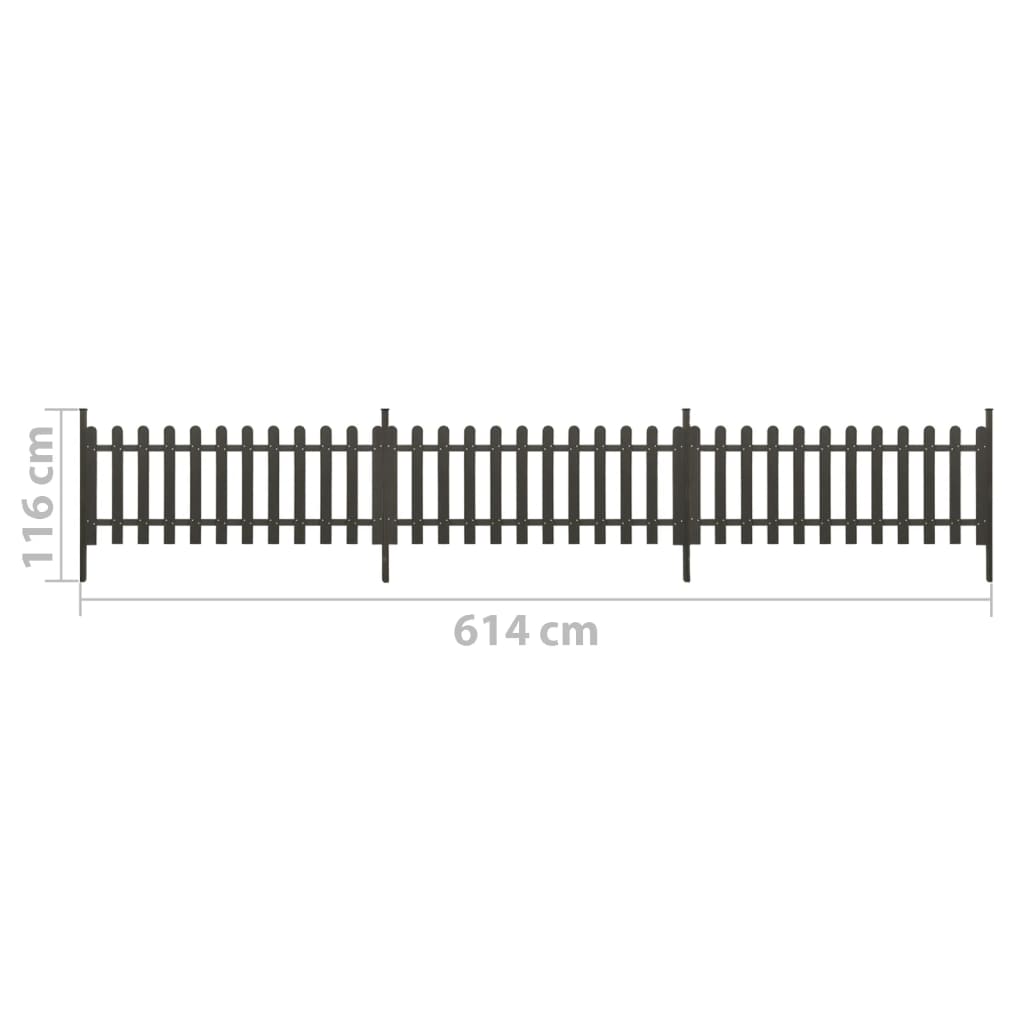 Picket Fence with Posts 3 pcs WPC 614x80 cm