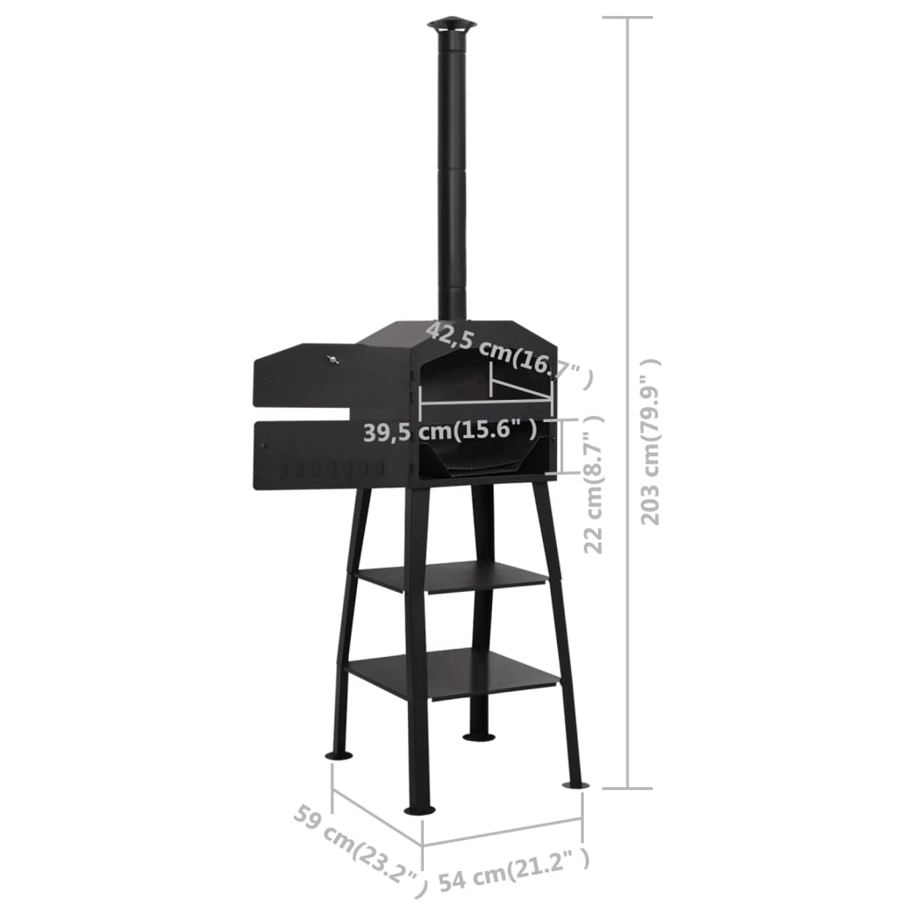 Outdoor Pizza Oven Charcoal Fired with 2 Fireclay Stones