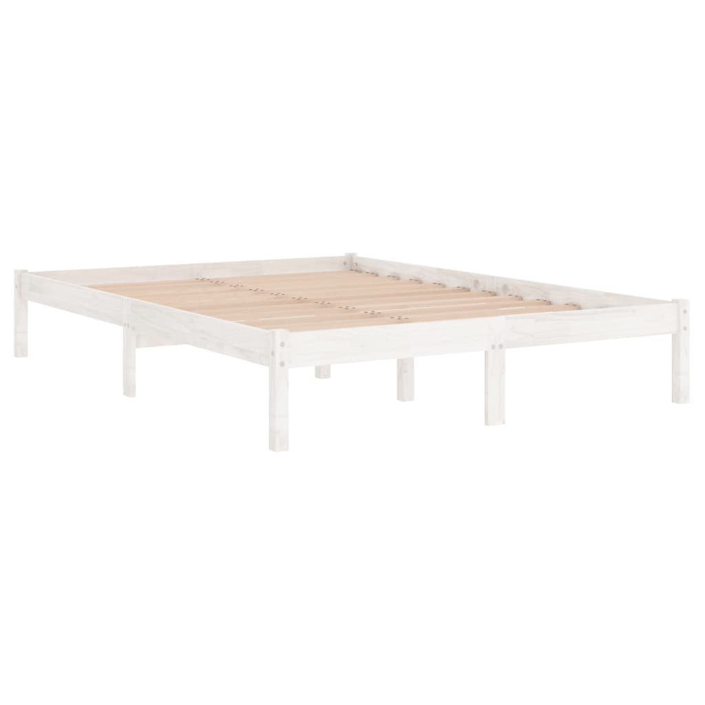 Bed Frame without Mattress White Solid Wood Small Double
