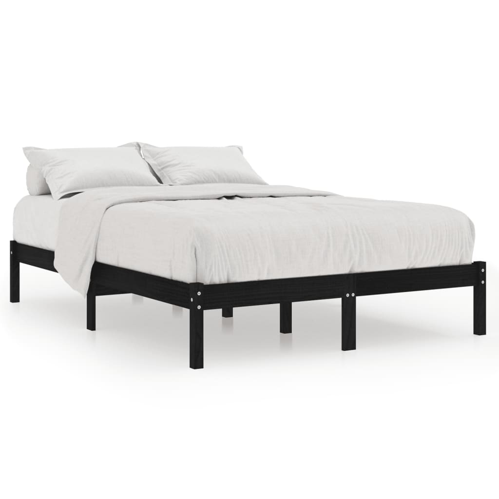 Bed Frame without Mattress Black Solid Wood King Size