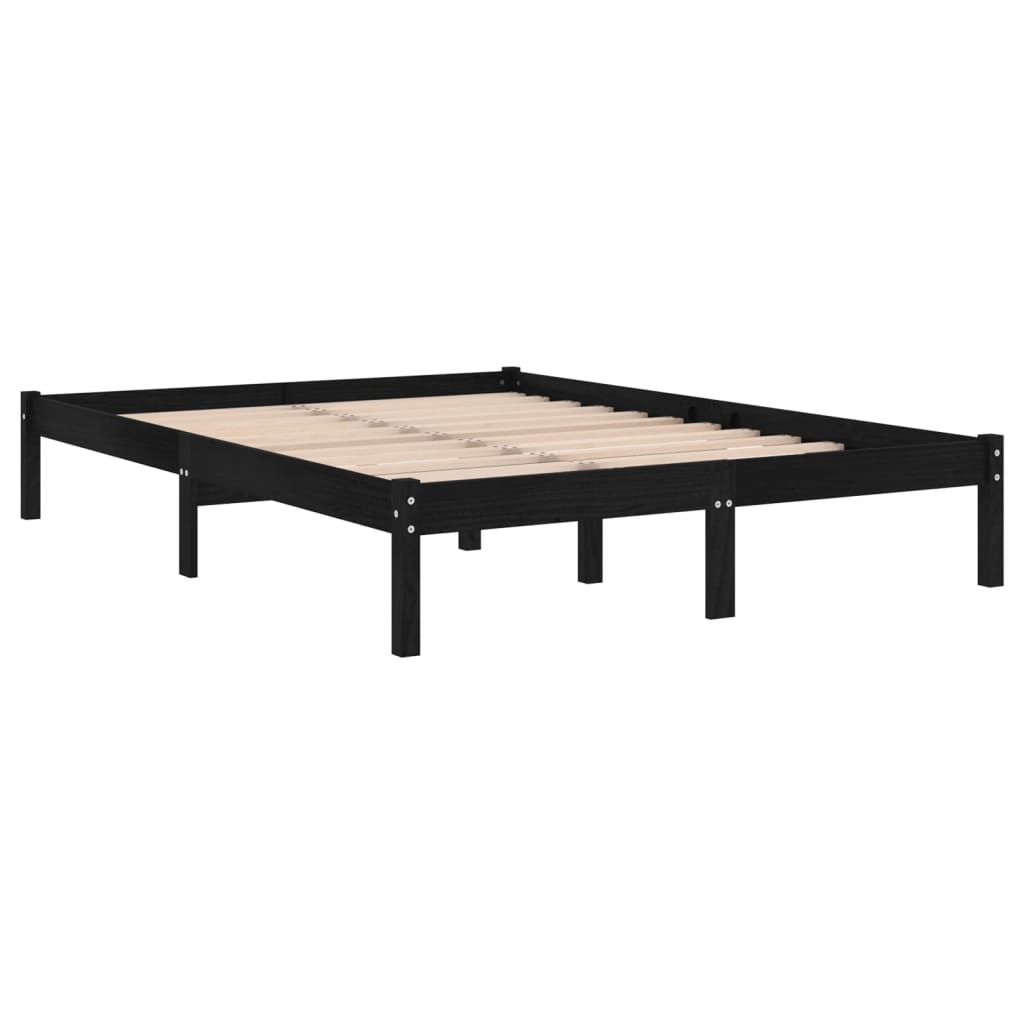 Bed Frame without Mattress Black Solid Wood King Size