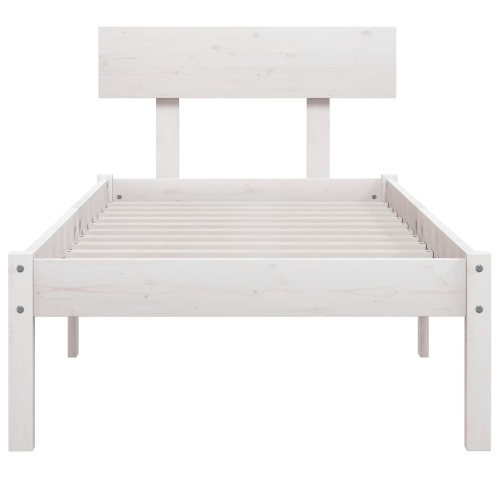 Bed Frame without Mattress White Solid Wood Small Single