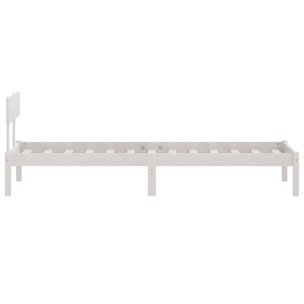 Bed Frame without Mattress White Solid Wood Small Single