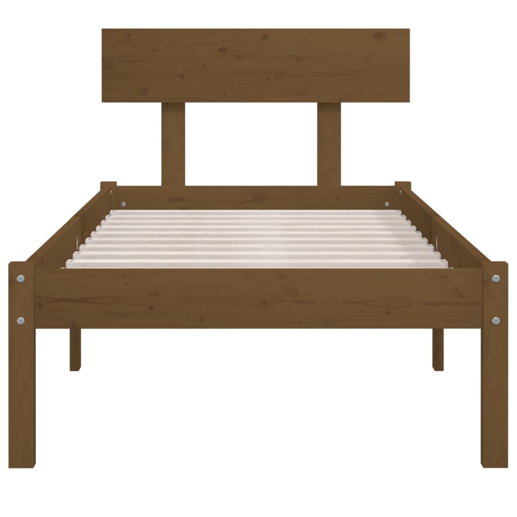 Bed Frame without Mattress Honey Brown Solid Wood Pine Single