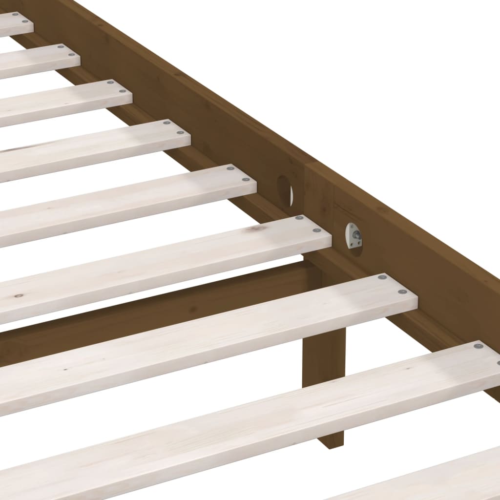 Bed Frame without Mattress Honey Brown Solid Wood Pine Single