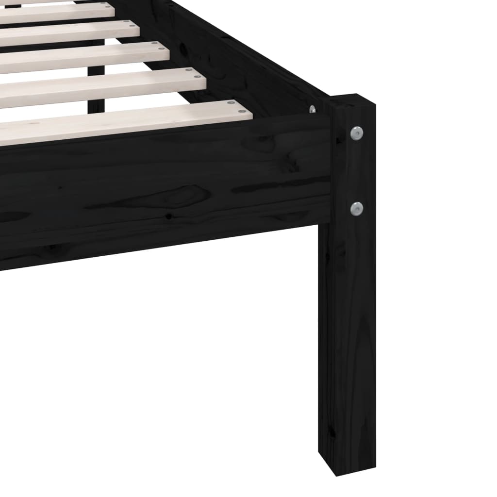 Bed Frame without Mattress Black Solid Wood Small Double