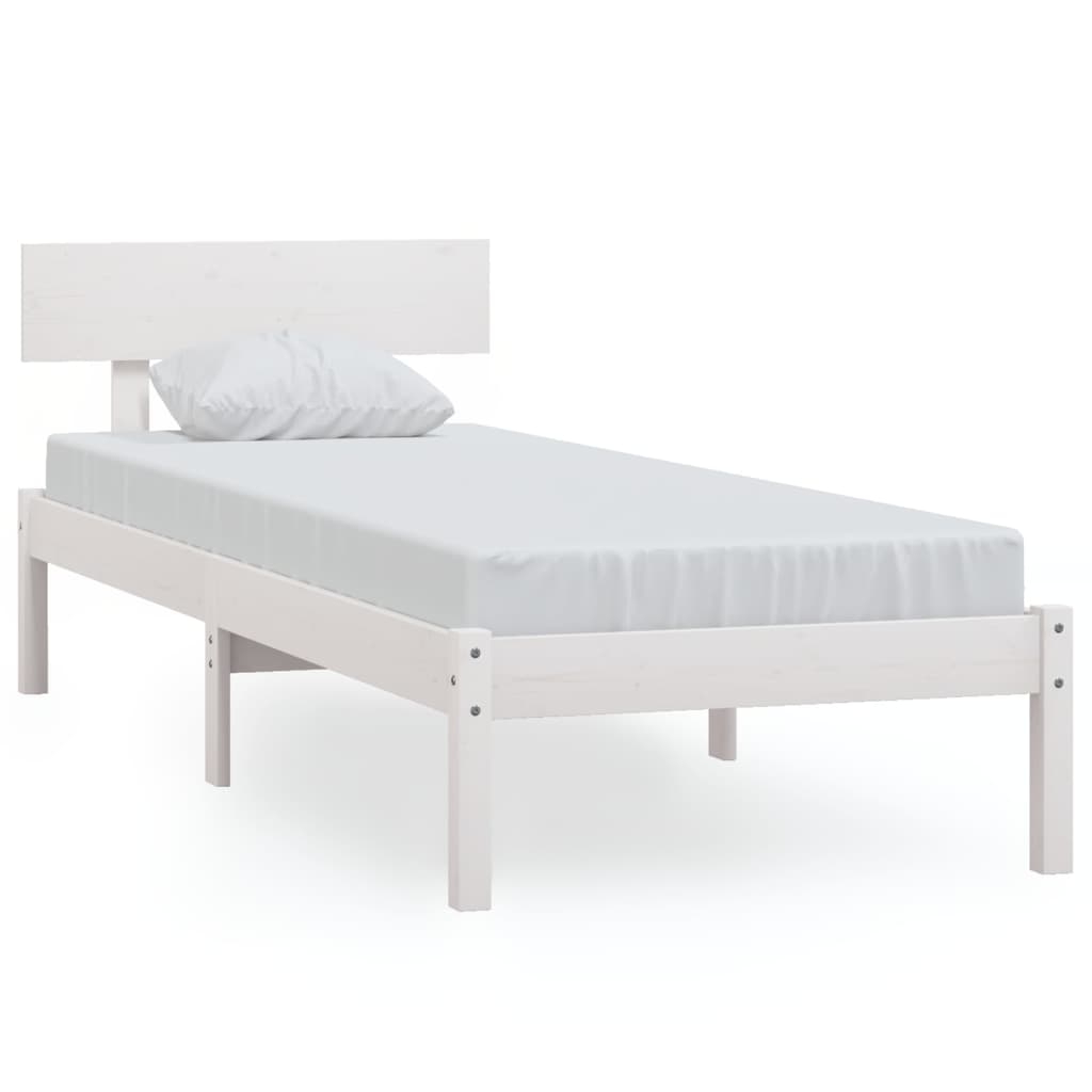 Bed Frame without Mattress White Solid Wood 100x200 cm