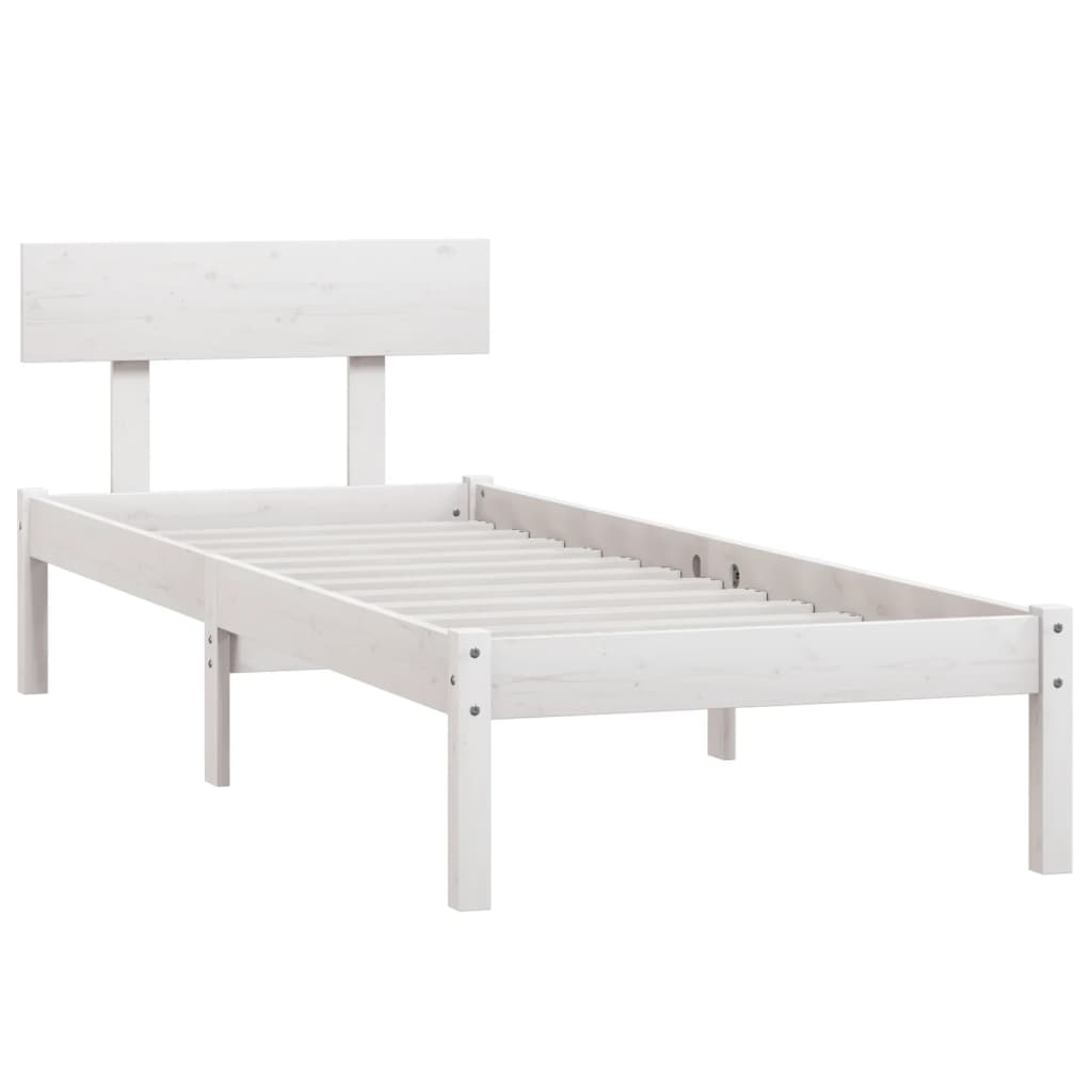 Bed Frame without Mattress White Solid Wood 100x200 cm