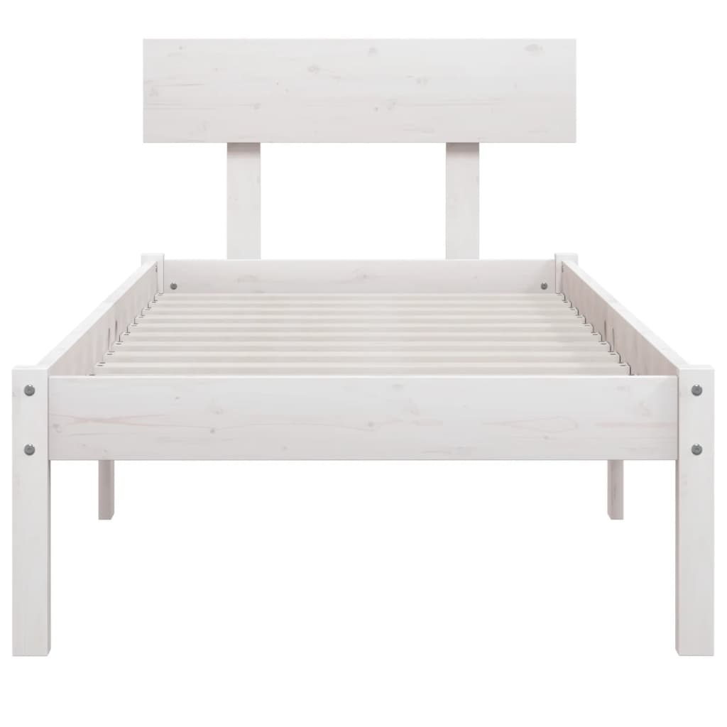 Bed Frame without Mattress White Solid Wood 100x200 cm