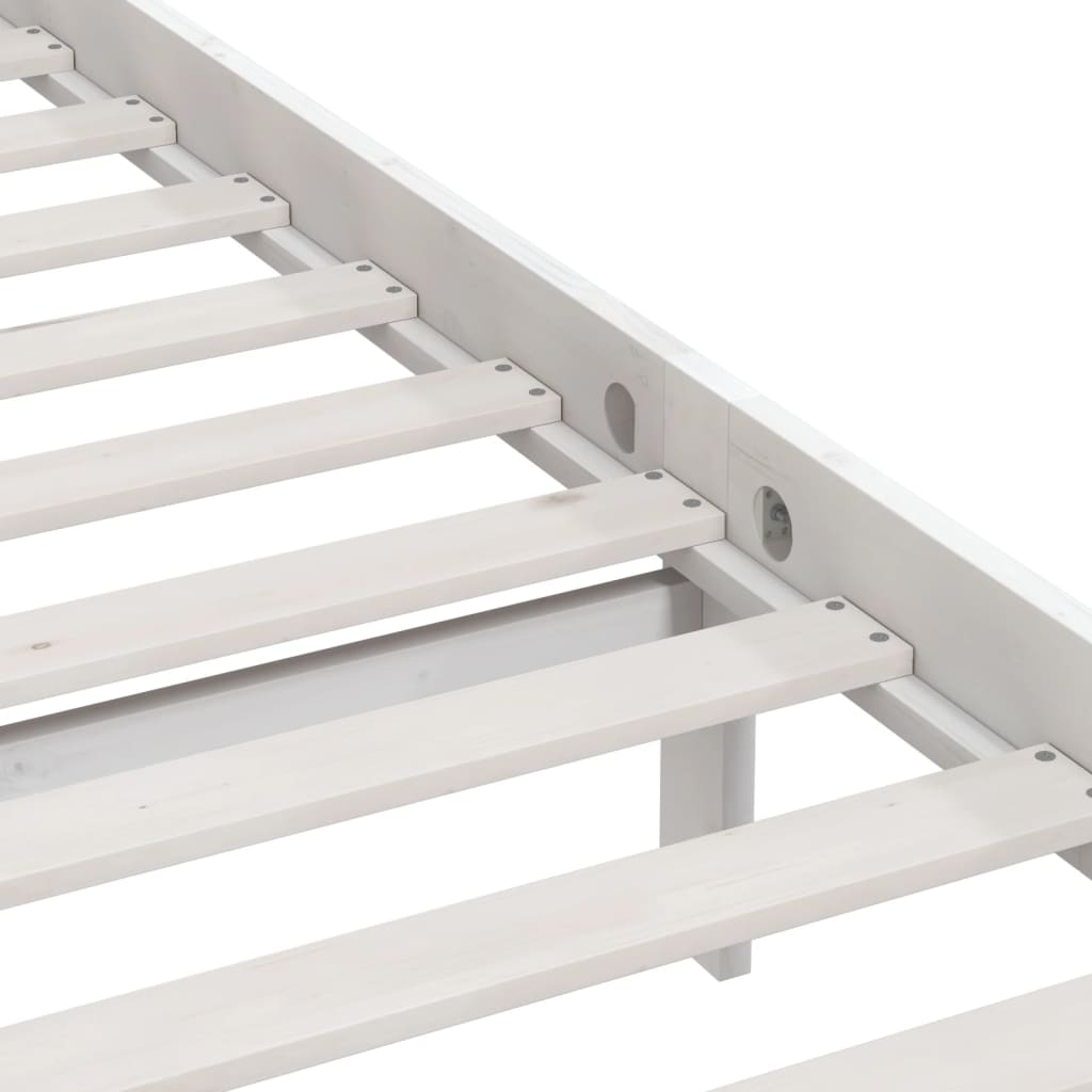 Bed Frame without Mattress White Solid Wood 100x200 cm