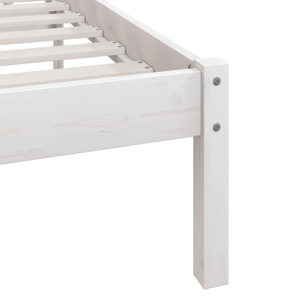 Bed Frame without Mattress White Solid Wood 100x200 cm