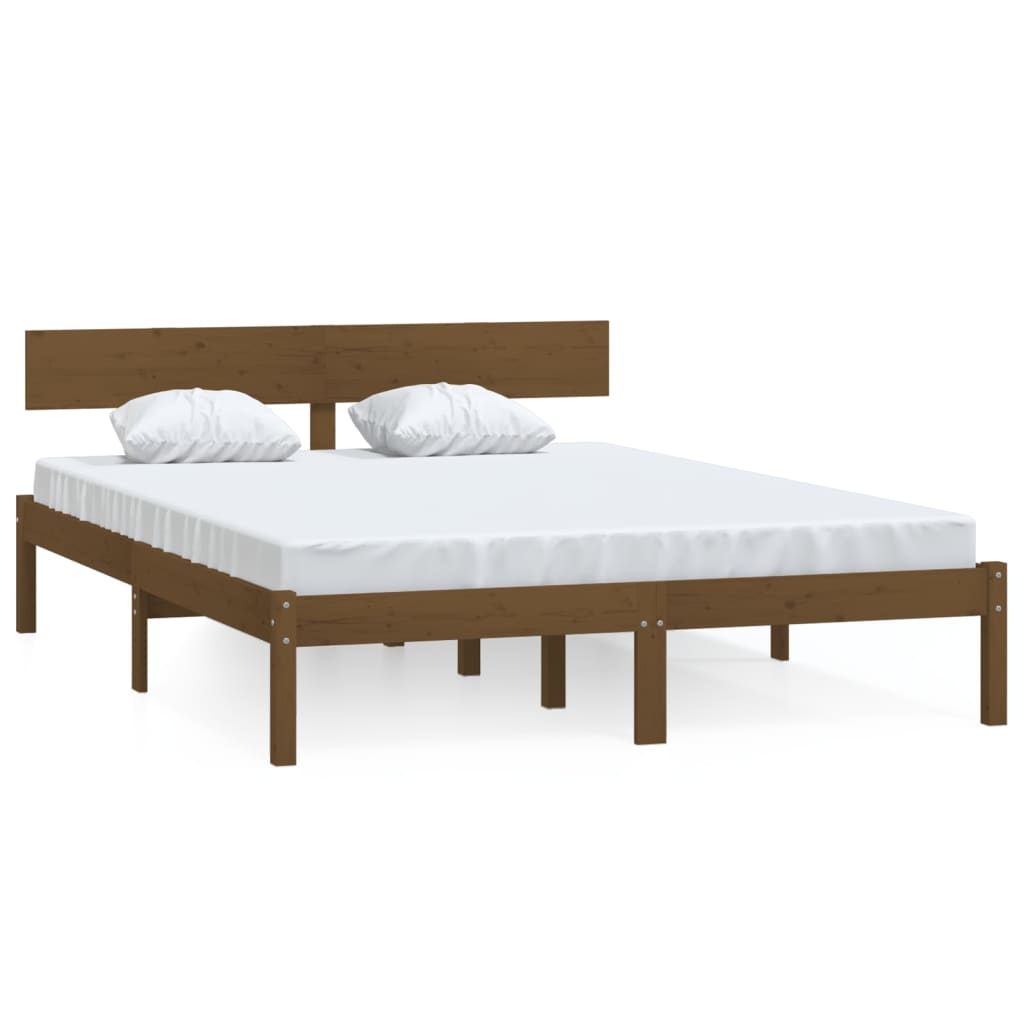 Bed Frame without Mattress Honey Brown Solid Wood 120x200 cm