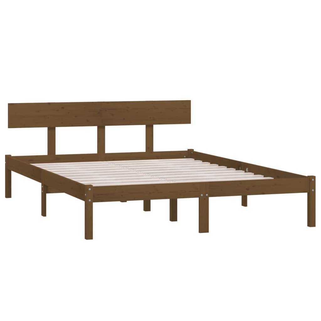 Bed Frame without Mattress Honey Brown Solid Wood 120x200 cm