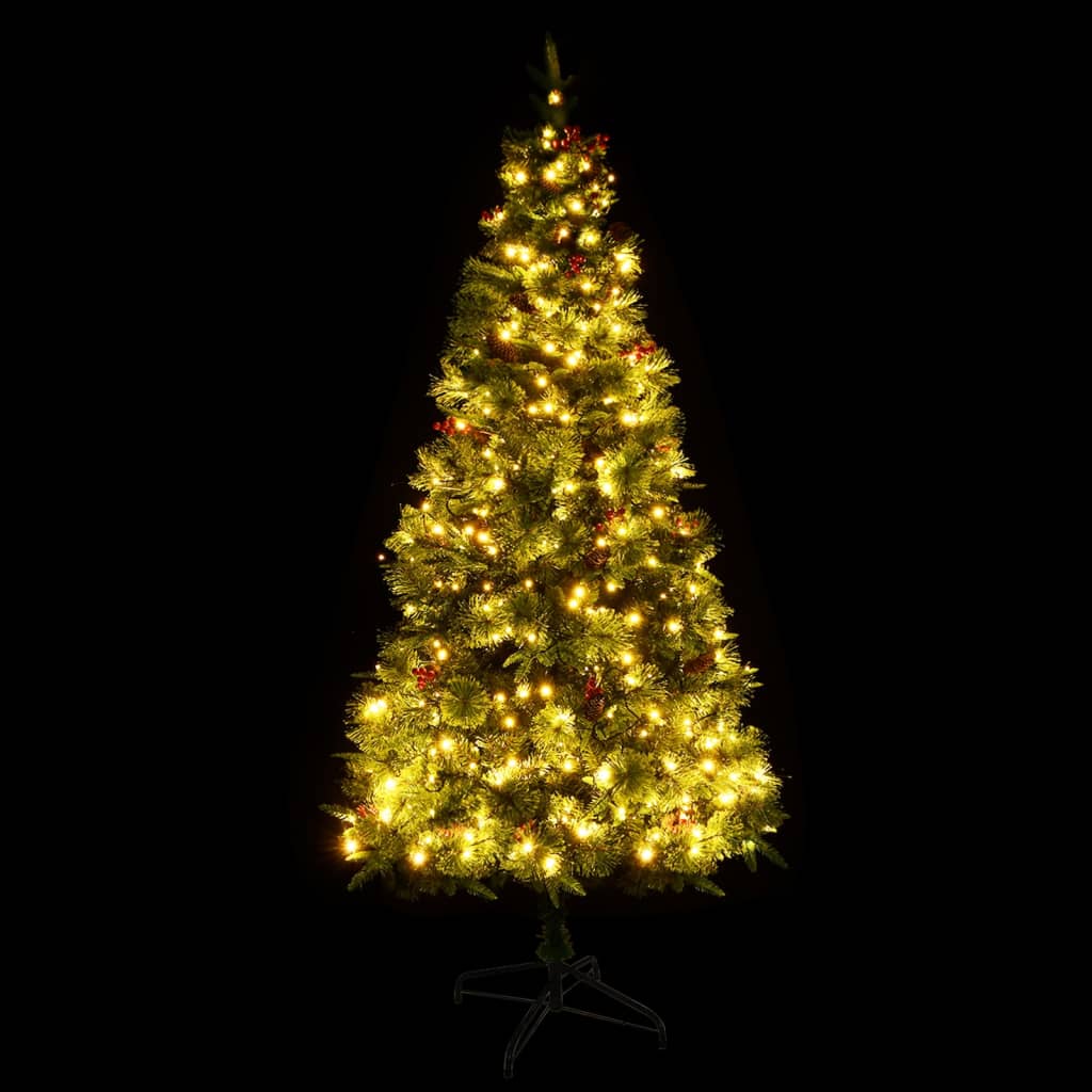 Pre-lit Christmas Tree with Pine Cones Green 195 cm PVC&PE