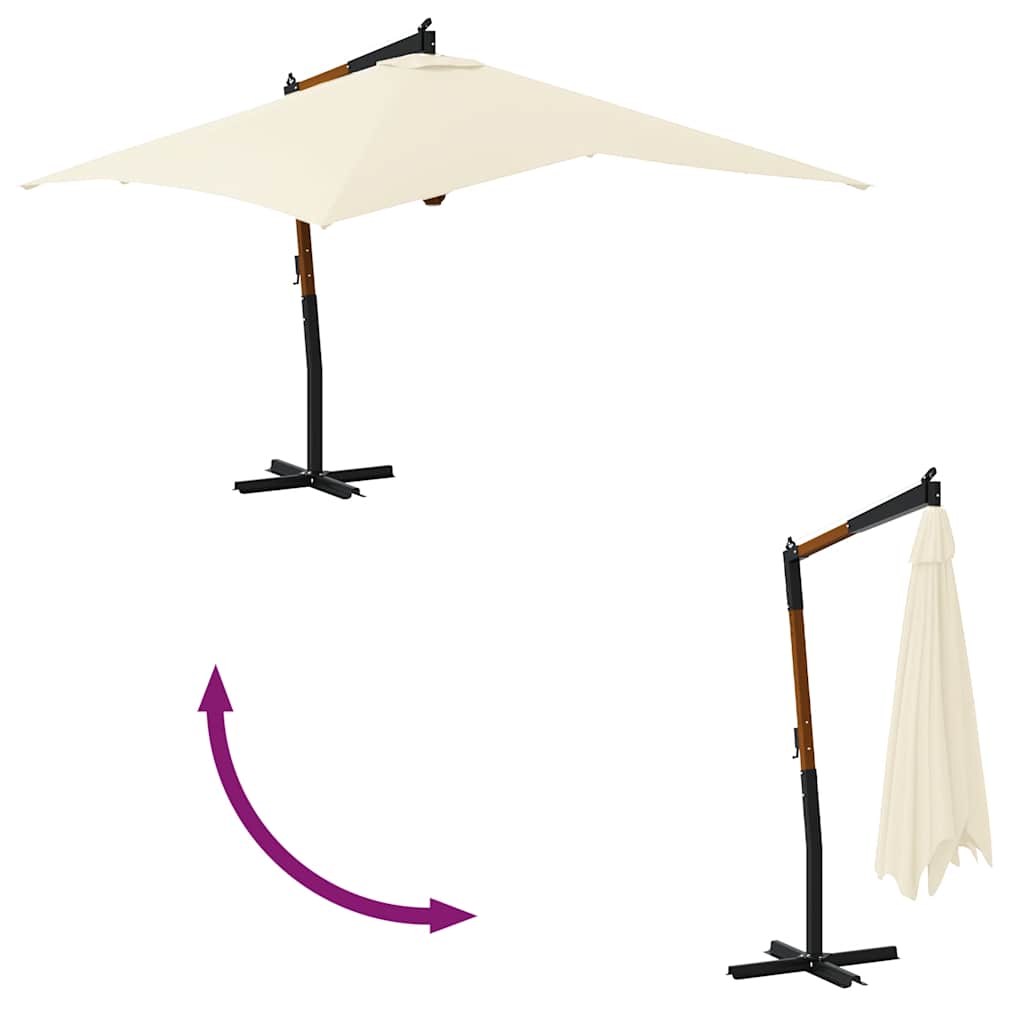 Cantilever Garden Parasol with Wooden Pole 400x300 cm Sand White