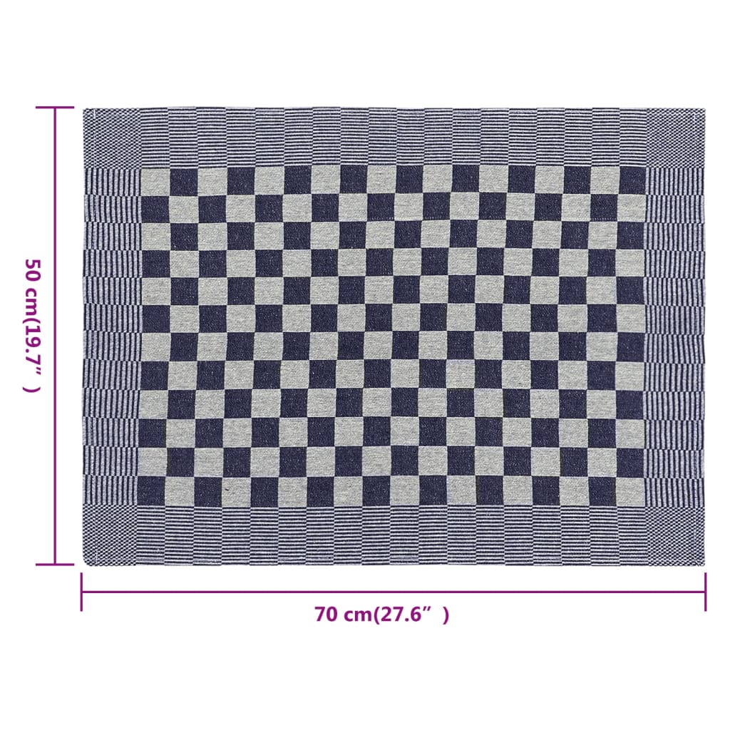 Kitchen Towels 10 pcs Blue and White 50x70 cm Cotton