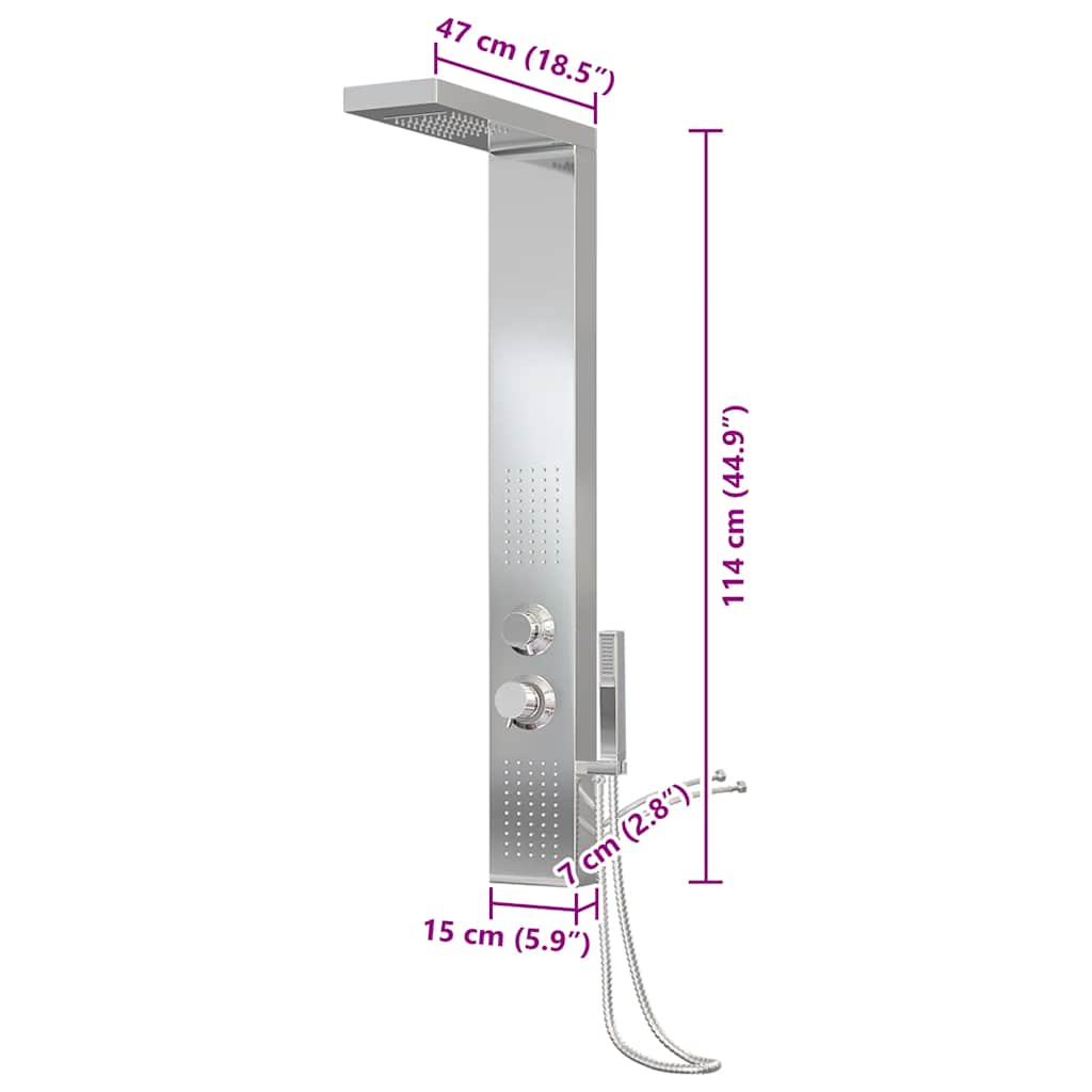 Shower Panel System Stainless Steel Square