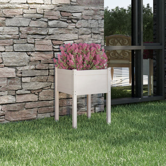 Garden Planter White 50x50x70 cm Solid Pinewood