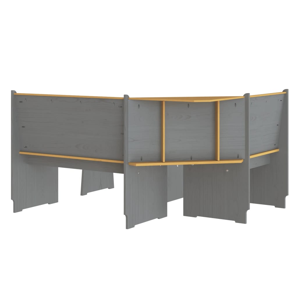 3 Piece Dining Set REINE Honey Brown and Grey Solid Wood Pine