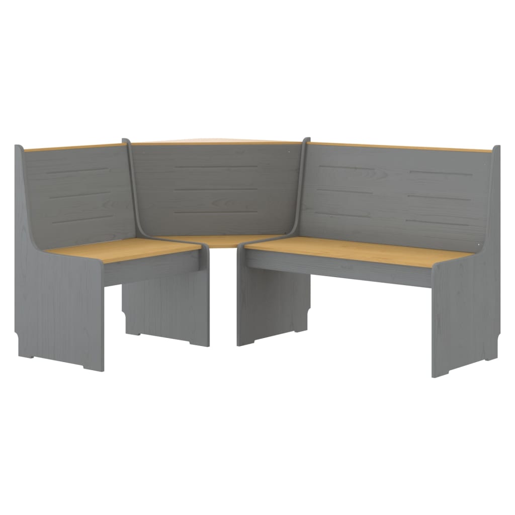 3 Piece Dining Set REINE Honey Brown and Grey Solid Wood Pine