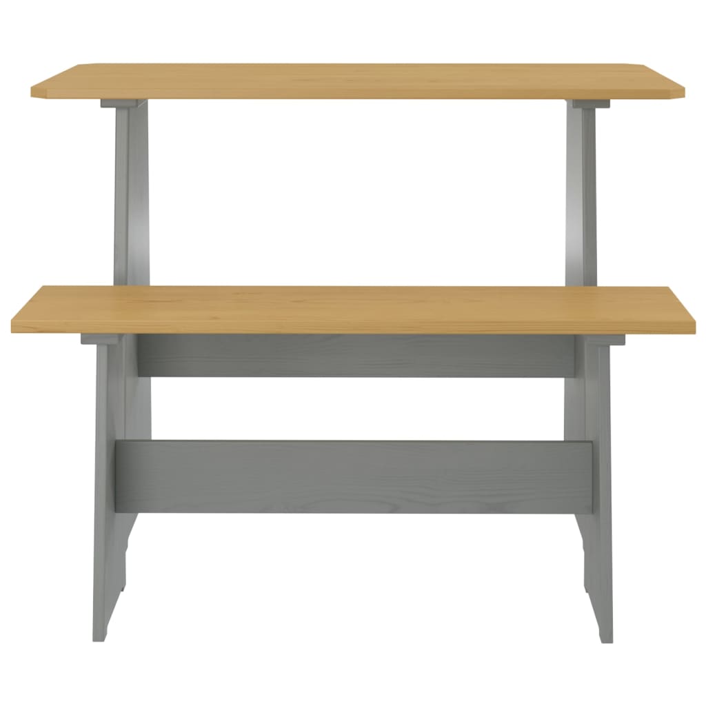 3 Piece Dining Set REINE Honey Brown and Grey Solid Wood Pine