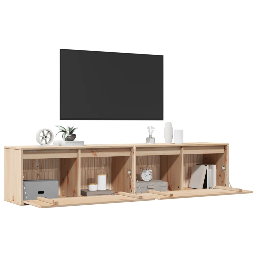Wall Cabinets 2 pcs 80x30x35 cm Solid Wood Pine
