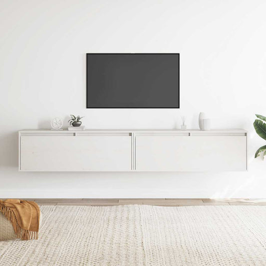 Wall Cabinets 2 pcs White 100x30x35 cm Solid Wood Pine