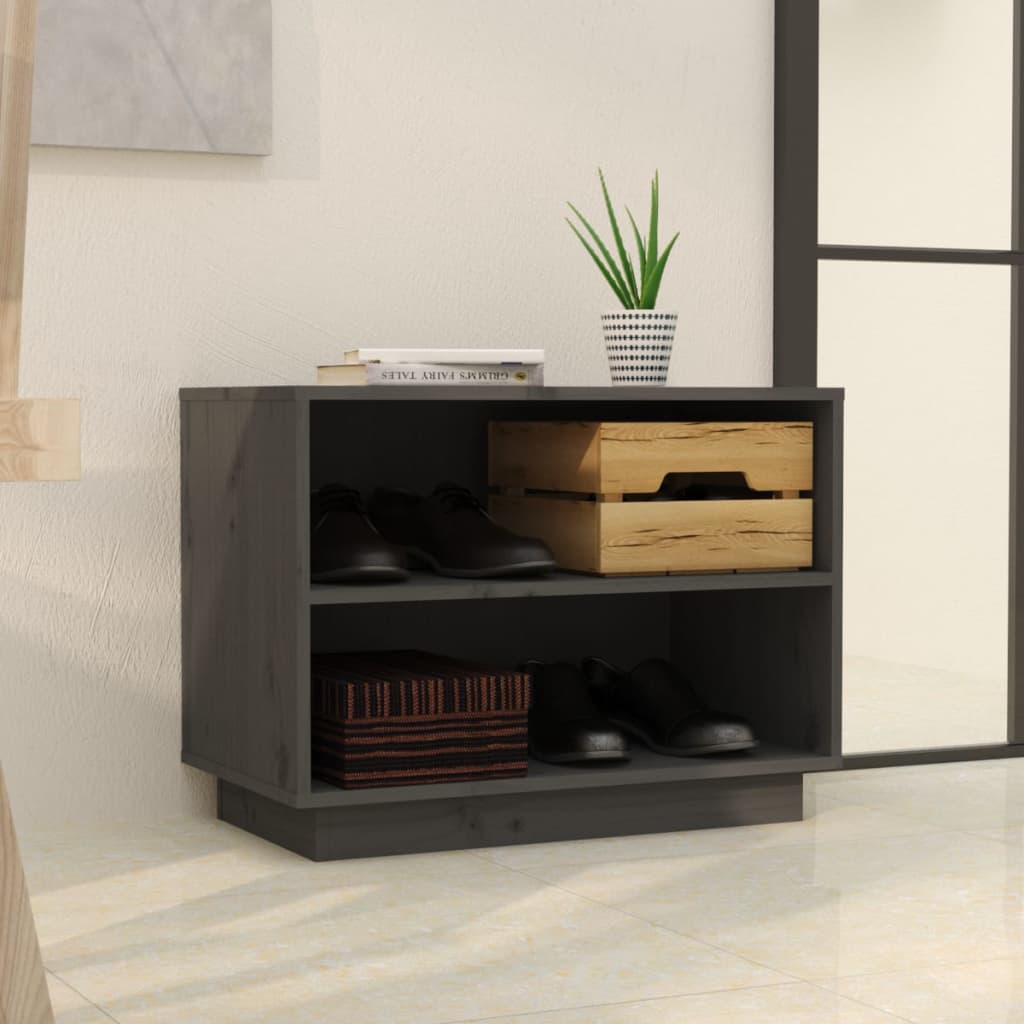 Shoe Cabinet Grey 60x34x45 cm Solid Wood Pine
