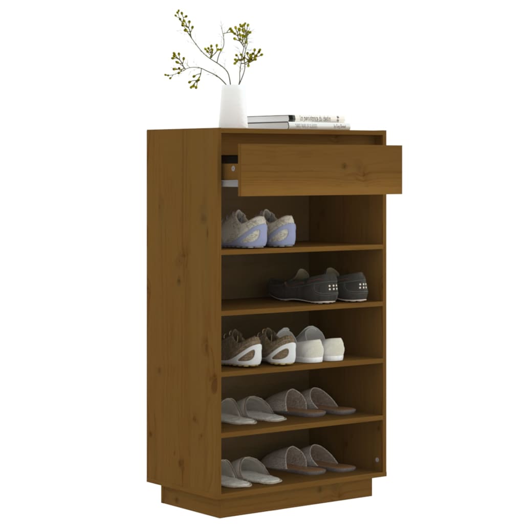 Shoe Cabinet Honey Brown 60x34x105 cm Solid Wood Pine